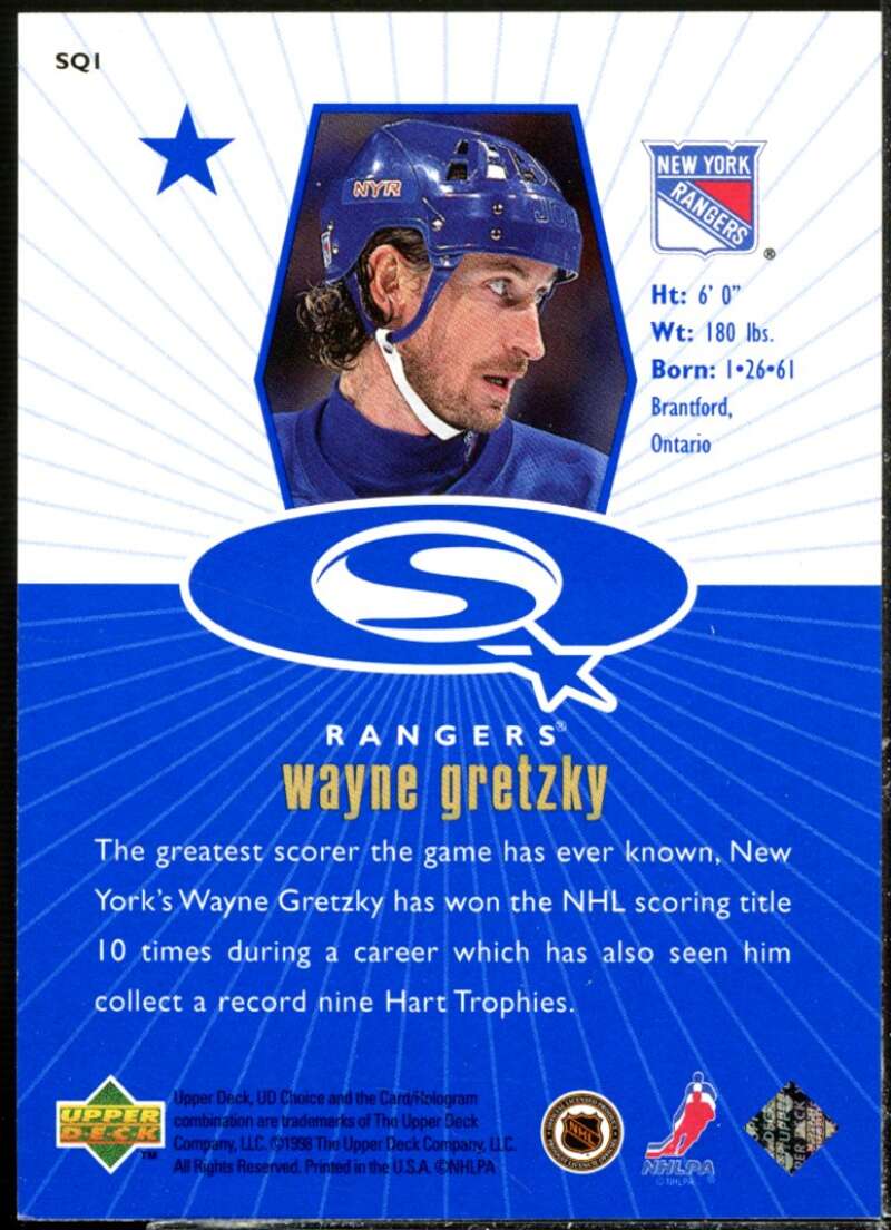 Wayne Gretzky Card 1998-99 UD Choice StarQuest Blue #SQ1  Image 2