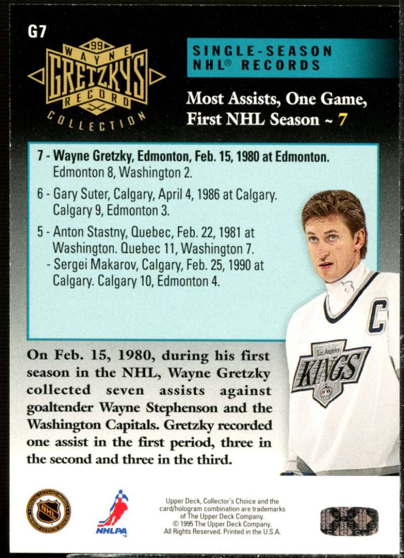 Most Assists in One Game in Finals 1995-96 Upper Deck Gretzky Collection #G7  Image 2