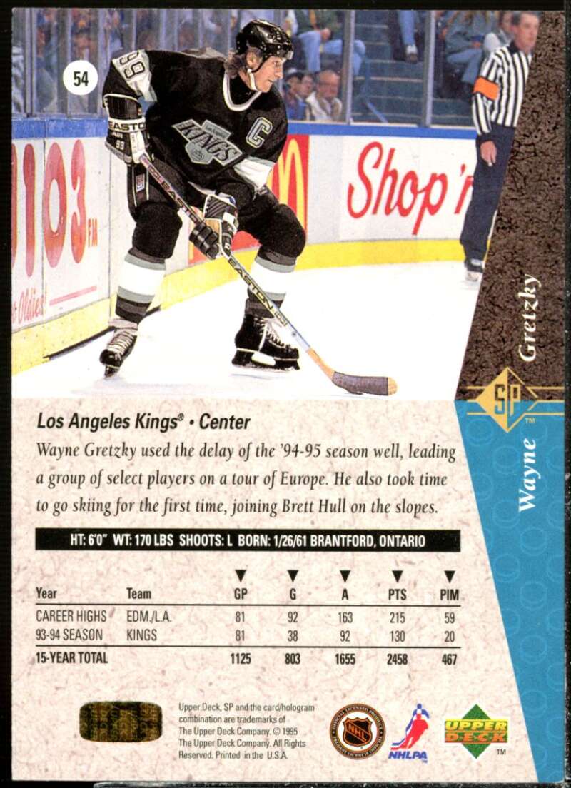 Wayne Gretzky Card 1994-95 SP #54  Image 2