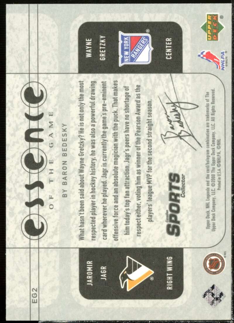 Jaromir Jagr/Wayne Gretzky 2000-01 Upper Deck Legends Essence of the Game #EG2  Image 2