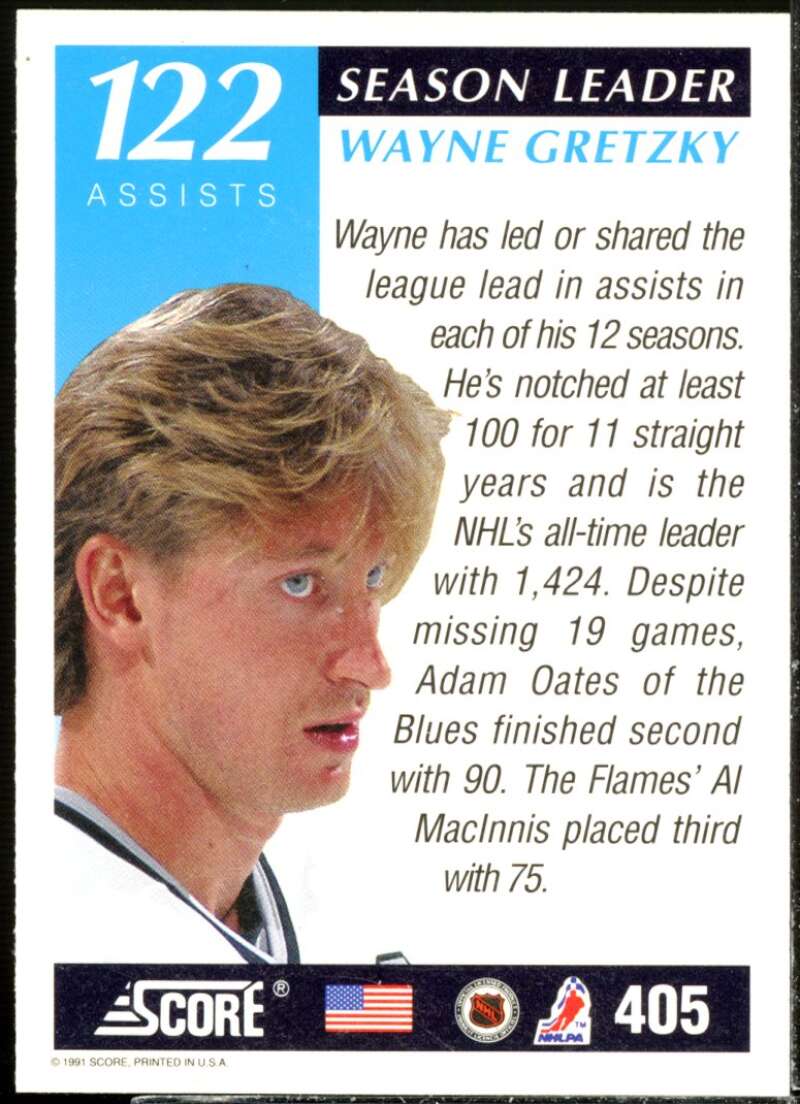 Wayne Gretzky SL Card 1991-92 Score American #405  Image 2