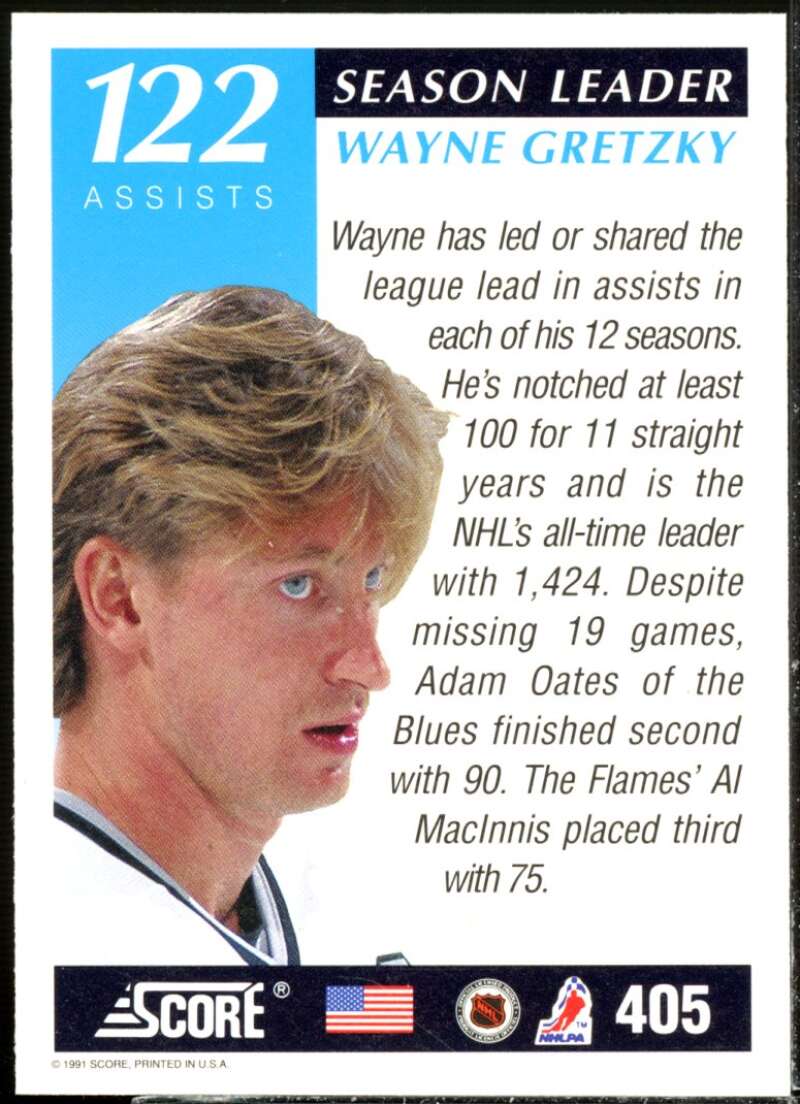 Wayne Gretzky SL Card 1991-92 Score American #405  Image 2