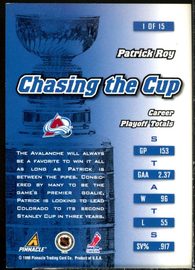 Patrick Roy Card 1997-98 Zenith Chasing The Cup #1  Image 2
