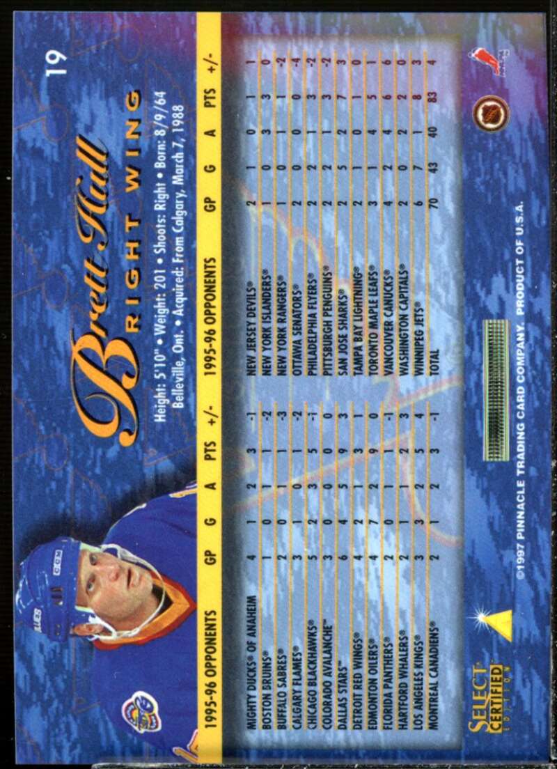 Brett Hull Card 1996-97 Select Certified Red #19  Image 2