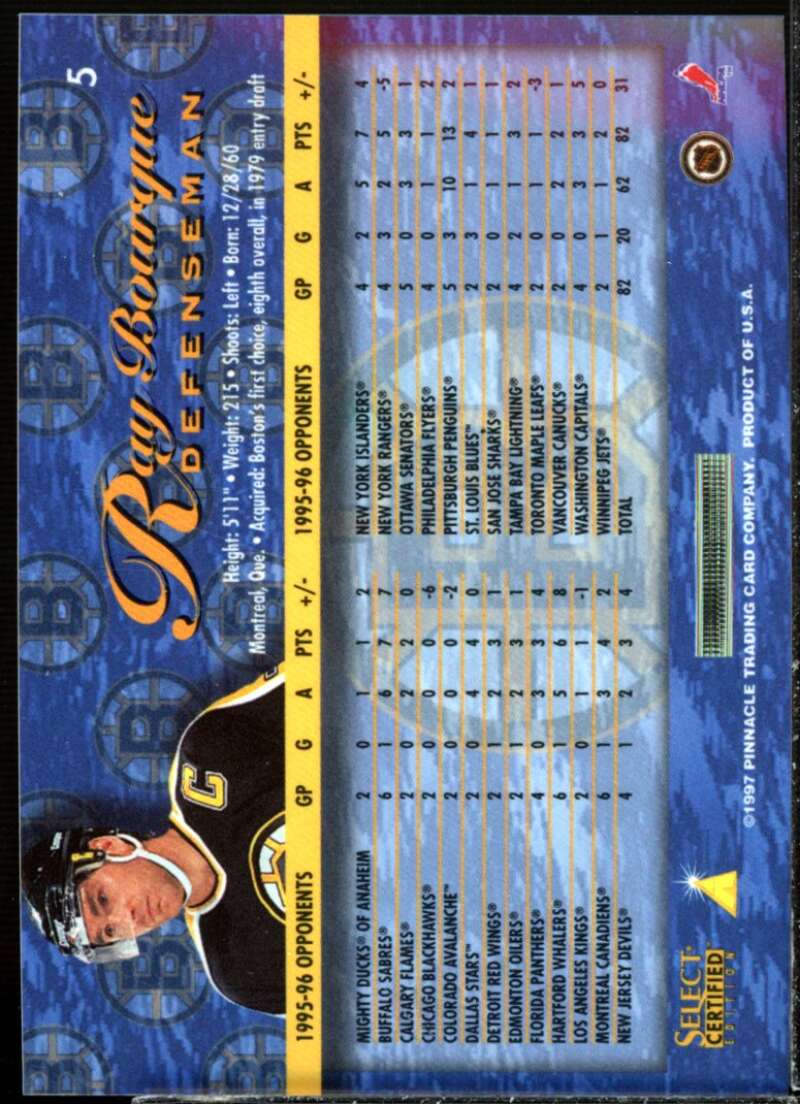 Ray Bourque Card 1996-97 Select Certified Red #5  Image 2