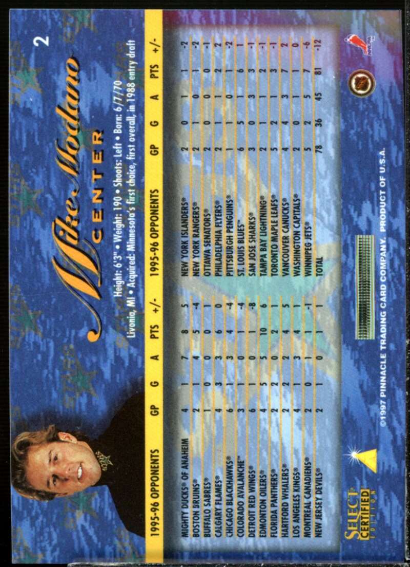 Mike Modano Card 1996-97 Select Certified Red #2  Image 2