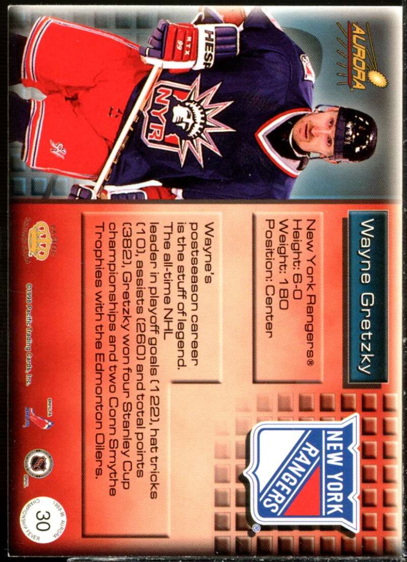 Wayne Gretzky Card 1998-99 Aurora Championship Fever #30  Image 2