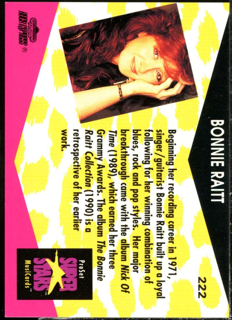 Bonnie Raitt Card 1991-92 Pro Set Superstars MusiCards #222  Image 2