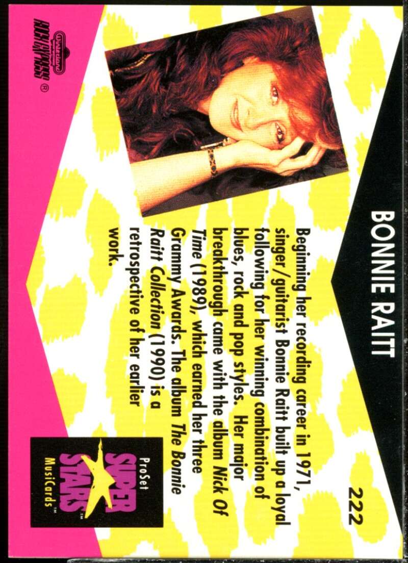 Bonnie Raitt Card 1991-92 Pro Set Superstars MusiCards #222  Image 2