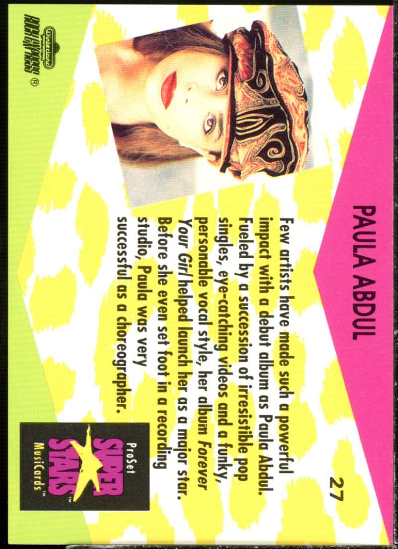 Paula Abdul Card 1991-92 Pro Set Superstars MusiCards #27  Image 2
