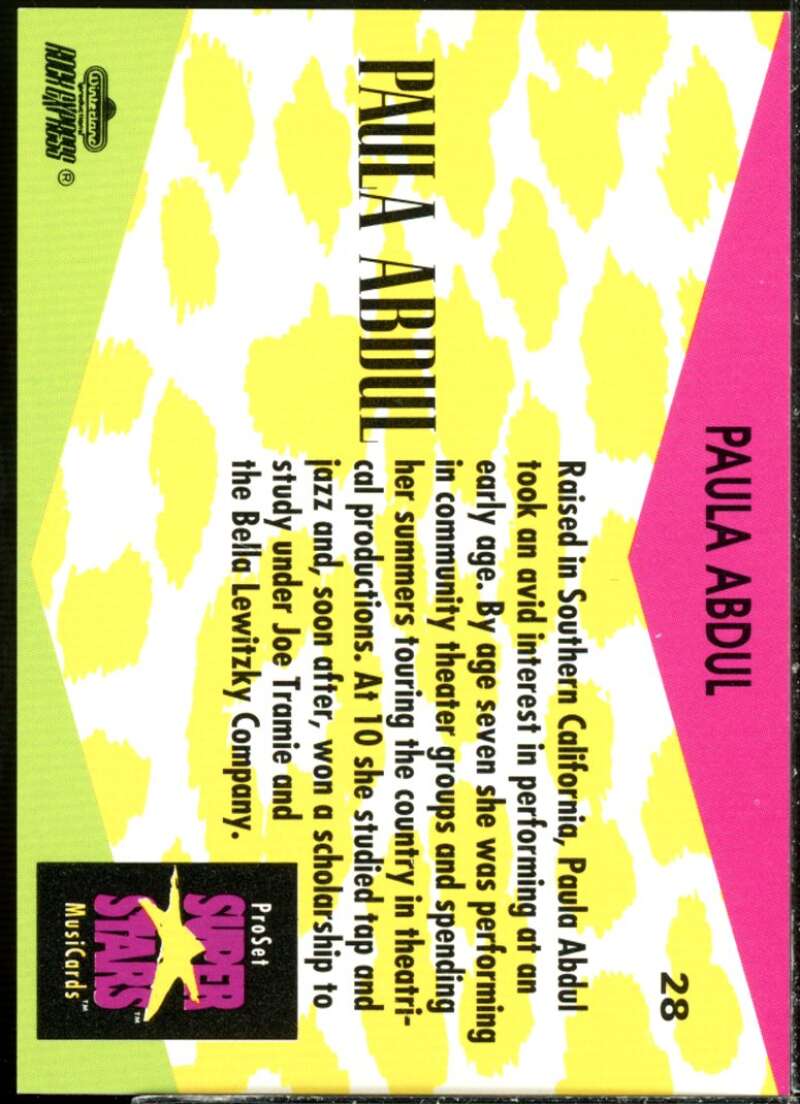Paula Abdul Card 1991-92 Pro Set Superstars MusiCards #28  Image 2