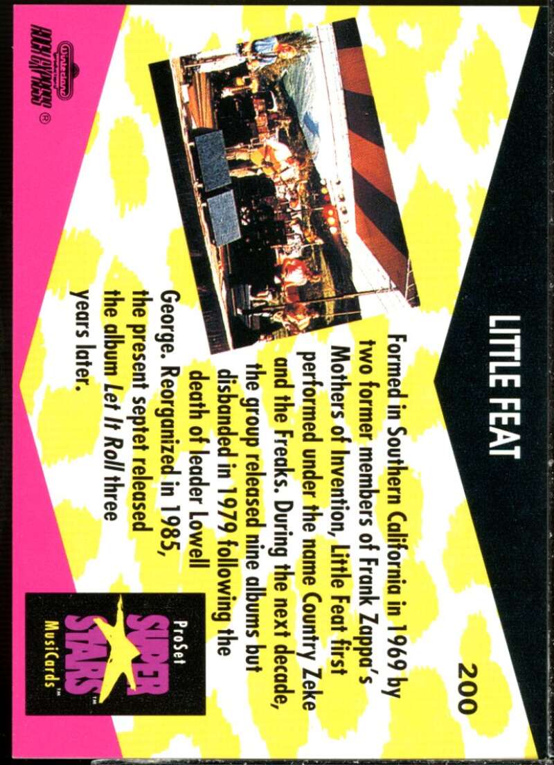 Little Feat Card 1991-92 Pro Set Superstars MusiCards #200  Image 2