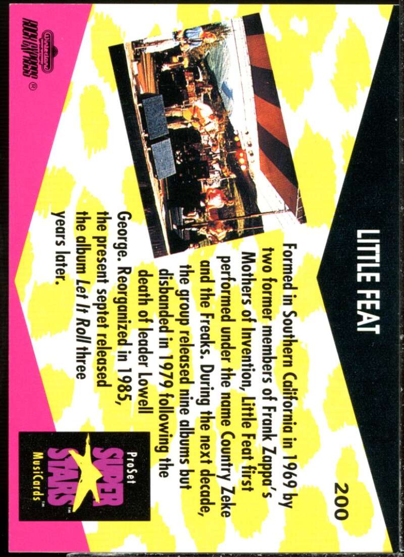 Little Feat Card 1991-92 Pro Set Superstars MusiCards #200  Image 2