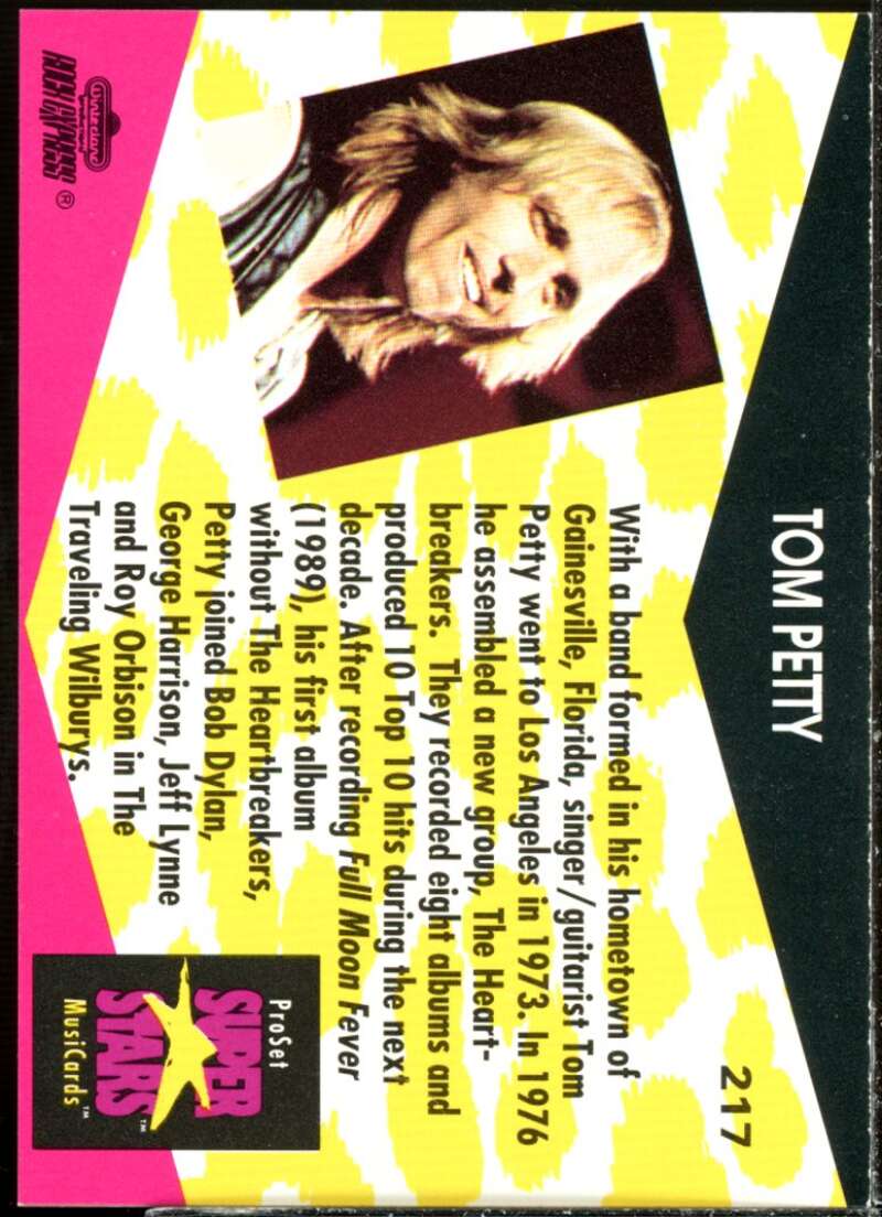 Tom Petty Card 1991-92 Pro Set Superstars MusiCards #217  Image 2