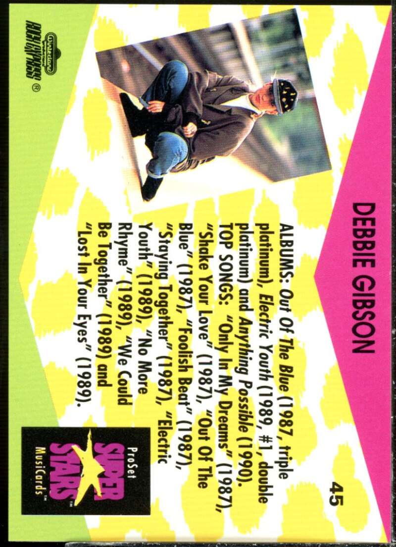 Debbie Gibson Card 1991-92 Pro Set Superstars MusiCards #45  Image 2