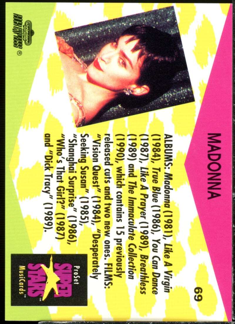 Madonna Card 1991-92 Pro Set Superstars MusiCards #69  Image 2