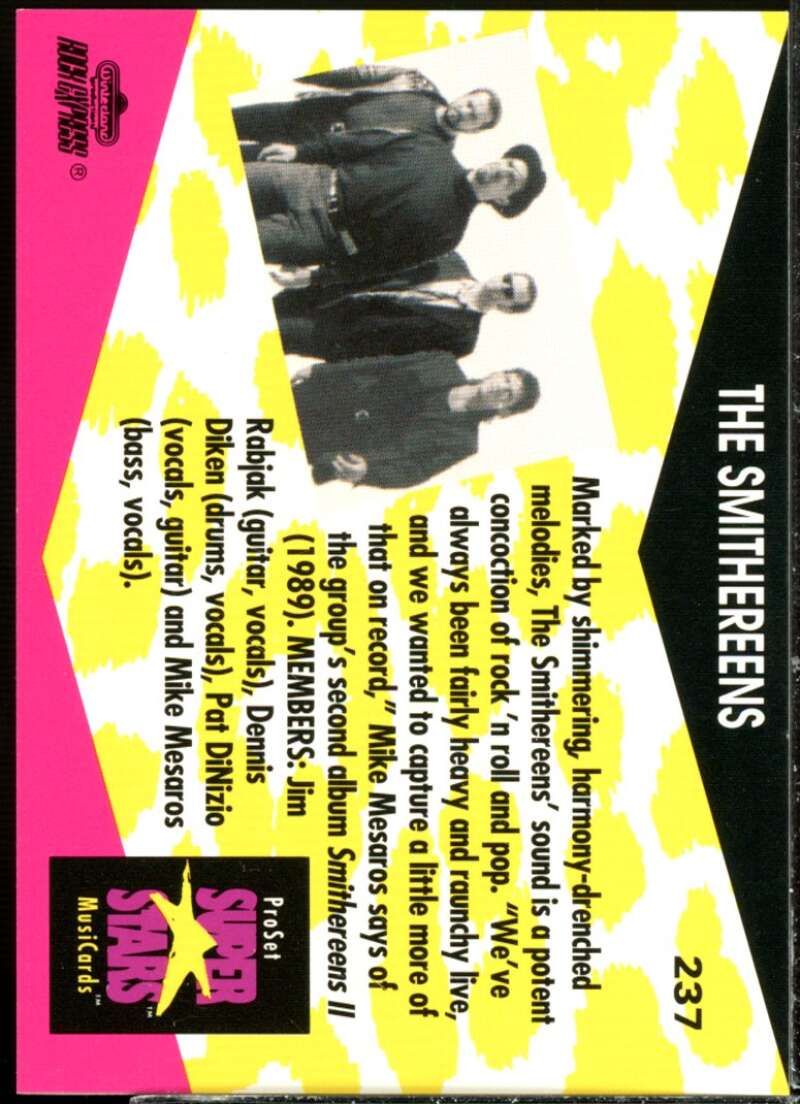 The Smithereens Card 1991-92 Pro Set Superstars MusiCards #237a  Image 2