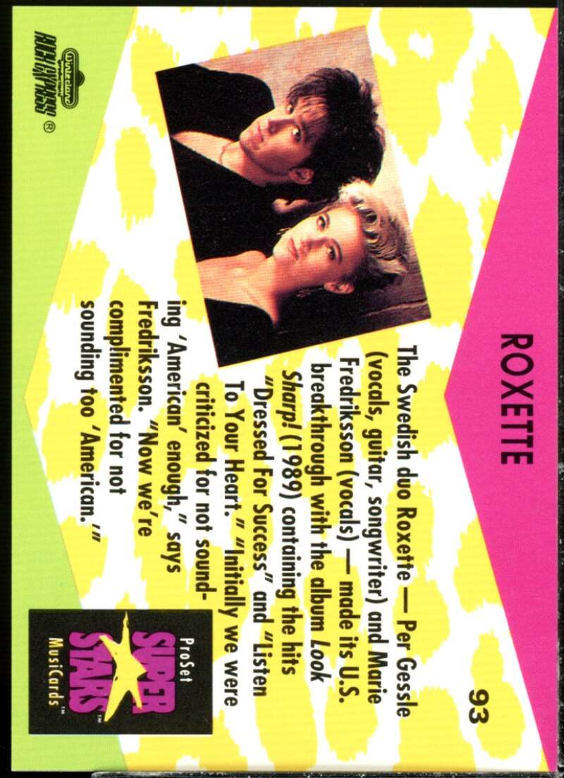 Roxette Card 1991-92 Pro Set Superstars MusiCards #93  Image 2