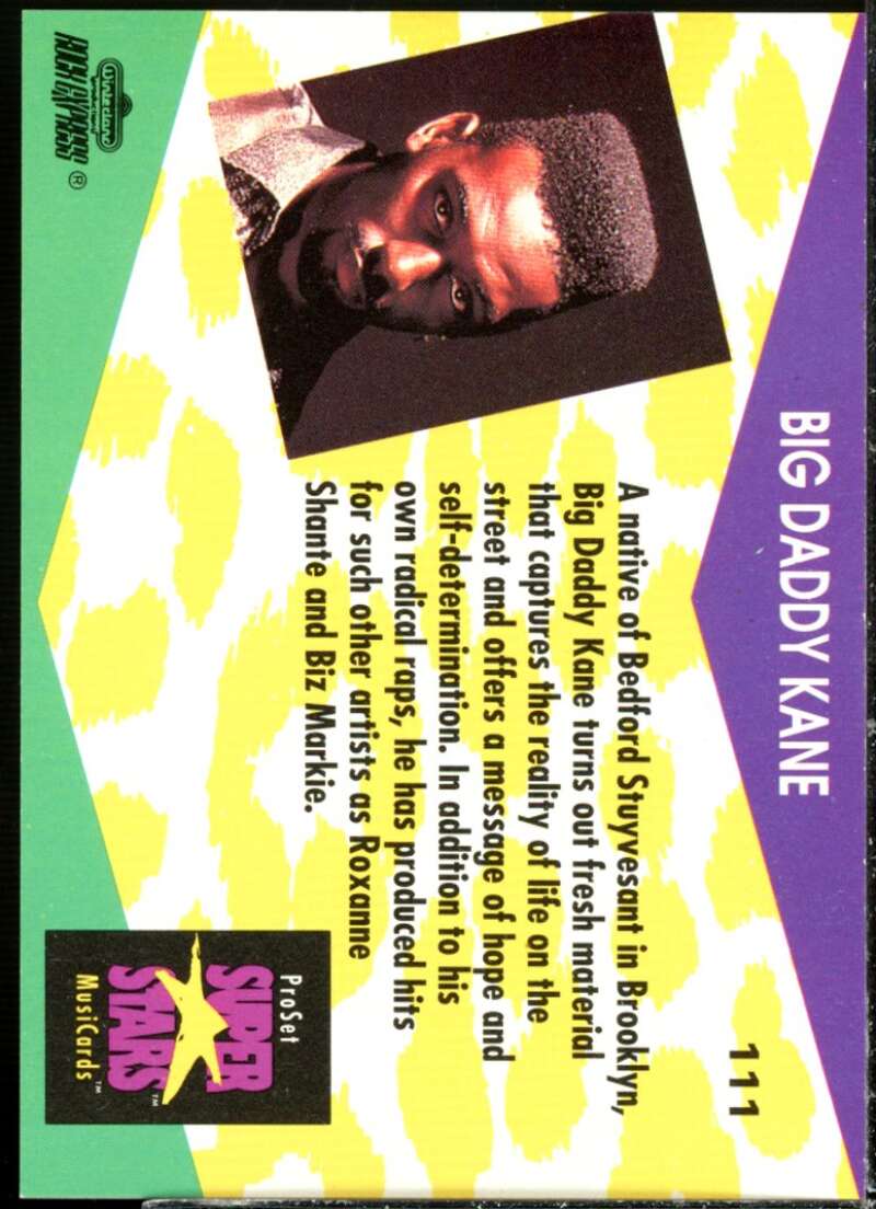 Big Daddy Kane Card 1991-92 Pro Set Superstars MusiCards #111  Image 2