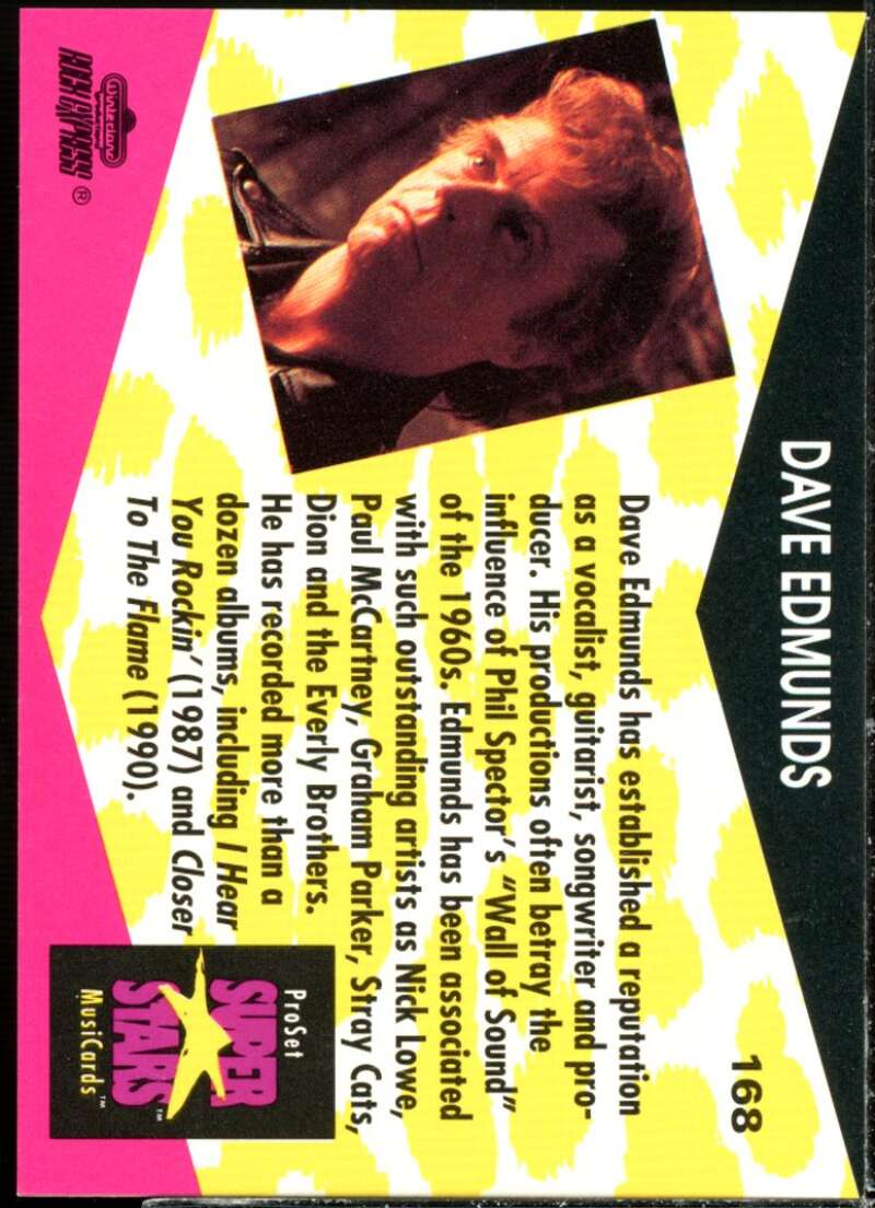 Dave Edmunds Card 1991-92 Pro Set Superstars MusiCards #168  Image 2