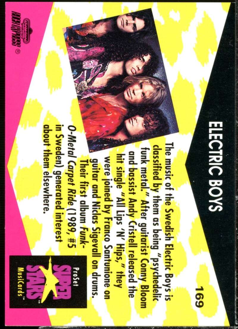 Electric Boys Card 1991-92 Pro Set Superstars MusiCards #169  Image 2