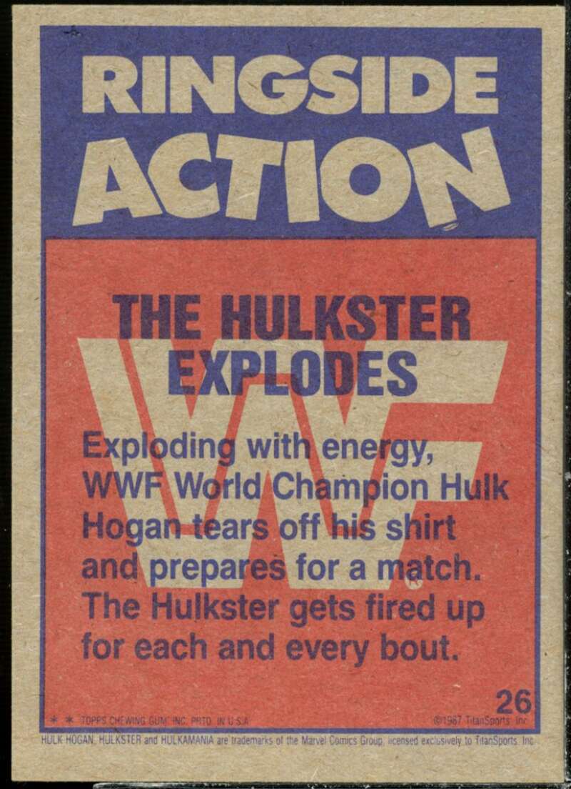 The Hulkster Explodes RA Card 1987 Topps WWF #26  Image 2