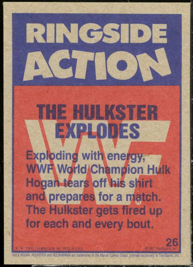The Hulkster Explodes RA Card 1987 Topps WWF #26  Image 2