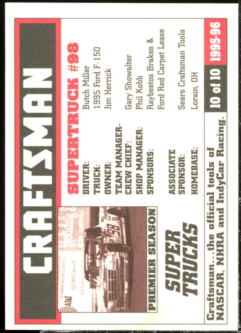 Supertruck  Card 1995-96 Sears Roebuck Craftsman Tools Super Trucks #10 #98 Image 2