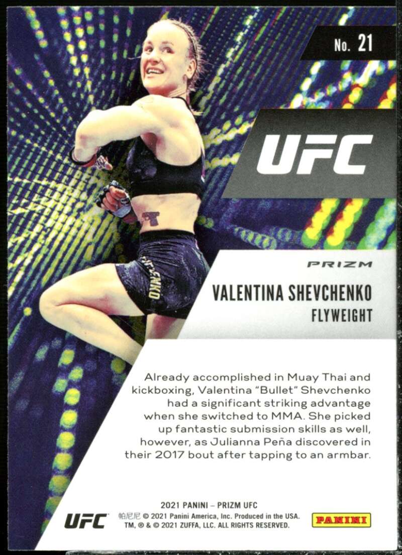 Valentina Shevchenko Card 2021 Panini Prizm UFC Instant Impact Prizms Green #21  Image 2