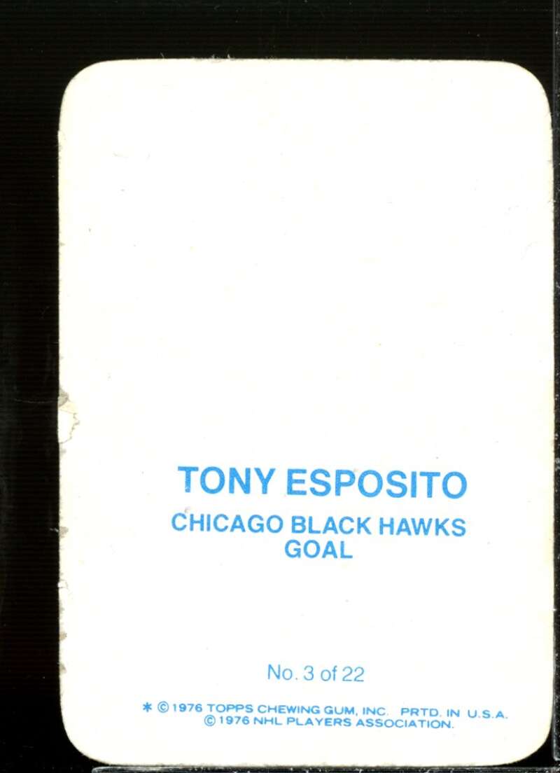 Tony Esposito Card 1976-77 Topps Glossy Inserts #3  Image 2