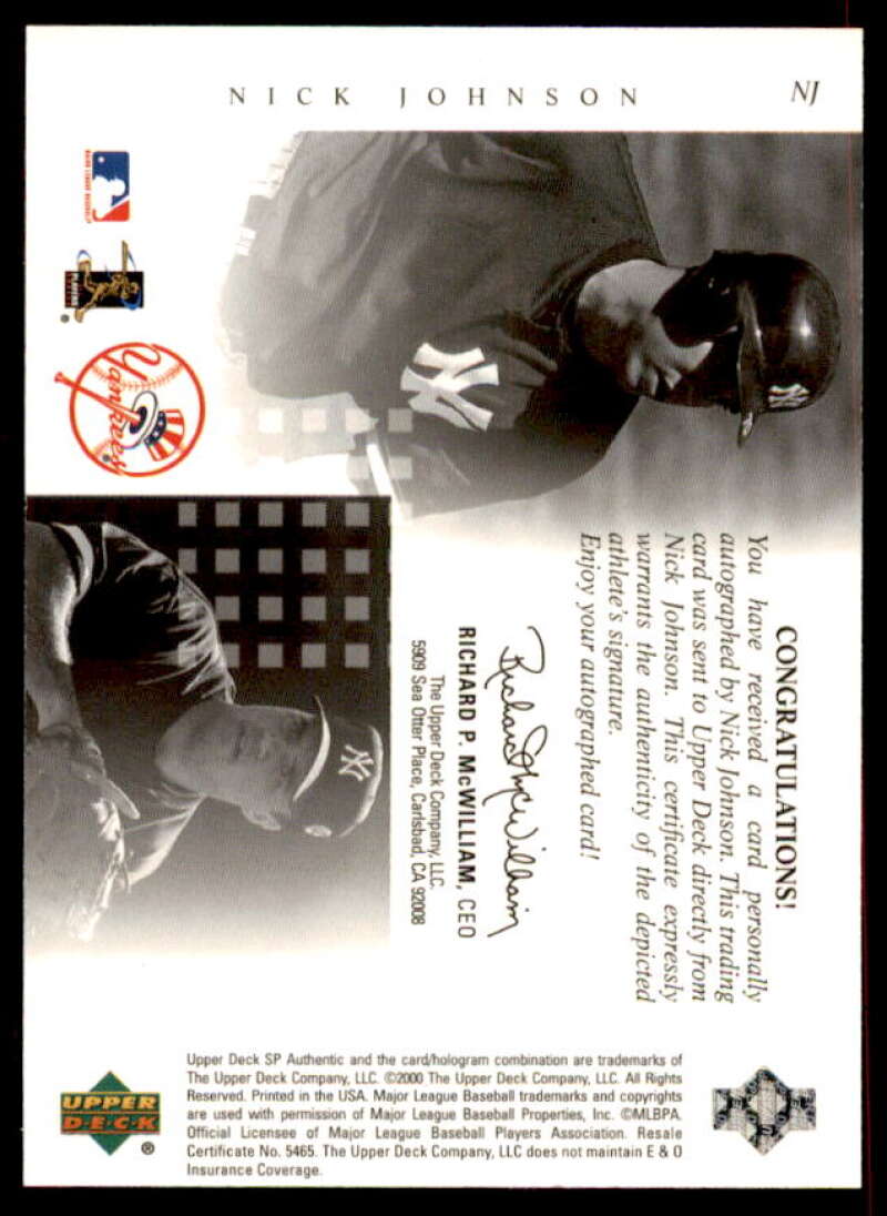 Nick Johnson Rookie Card 2000 SP Authentic Chirography #NJ  Image 2