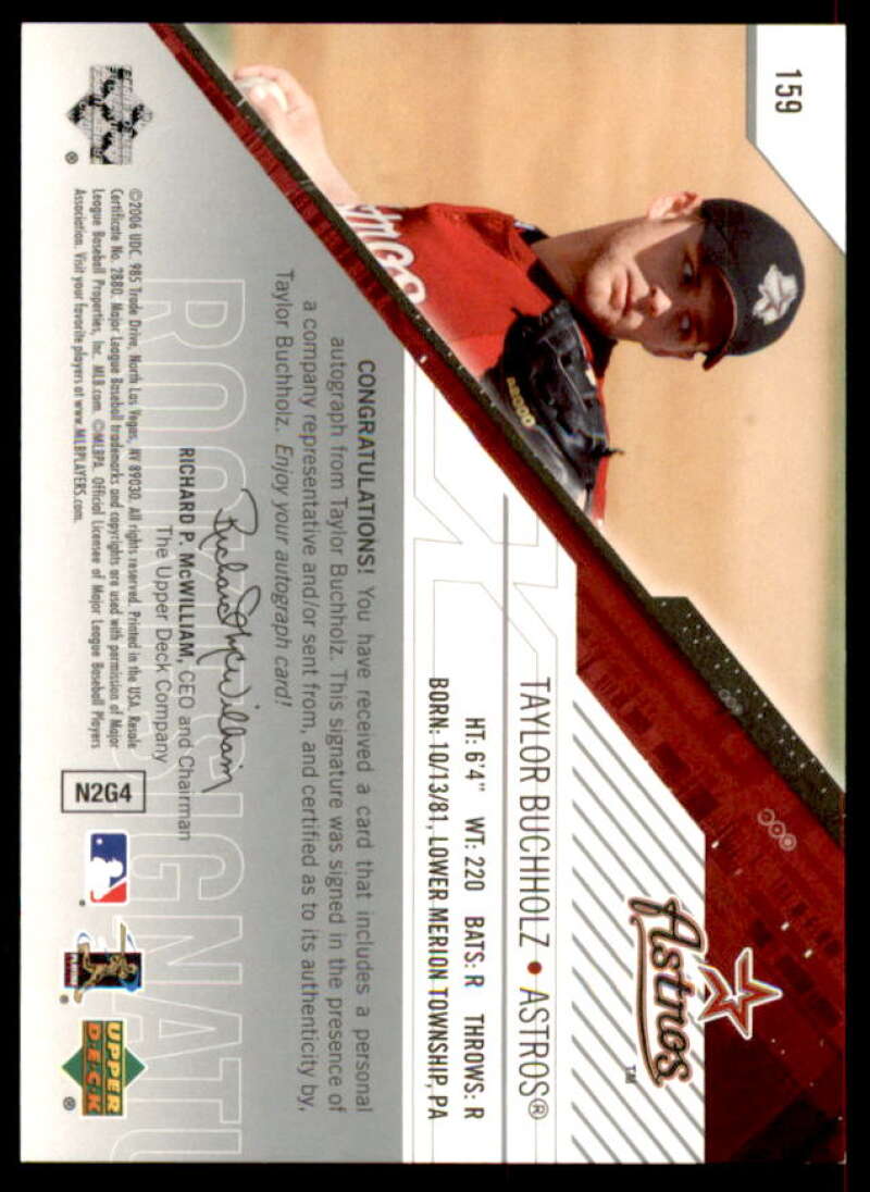 Taylor Buchholz AU/999 Rookie Card 2006 SPx #159  Image 2