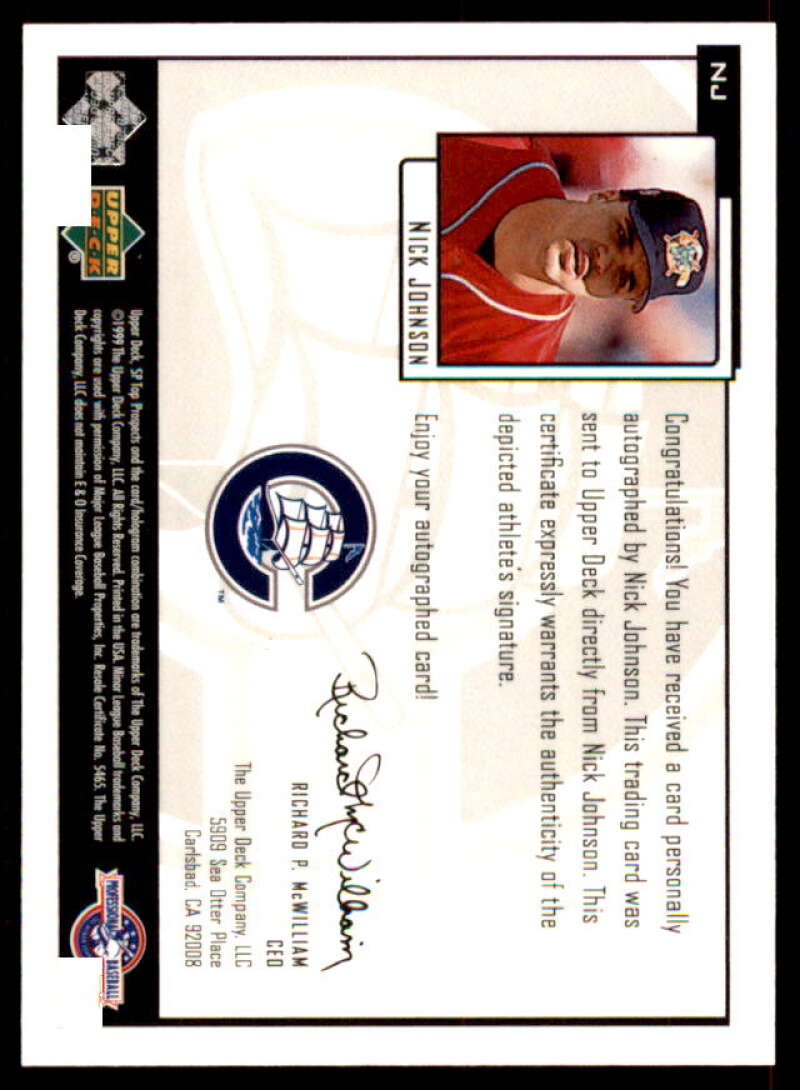 Nick Johnson Rookie Card 2000 SP Top Prospects Chirography #NJ  Image 2