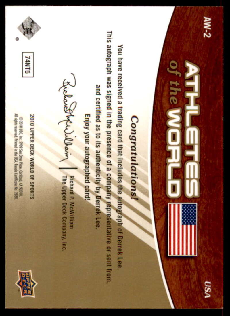 Derrek Lee 2010 Upper Deck World of Sports Athletes of the World Autographs #AW2  Image 2
