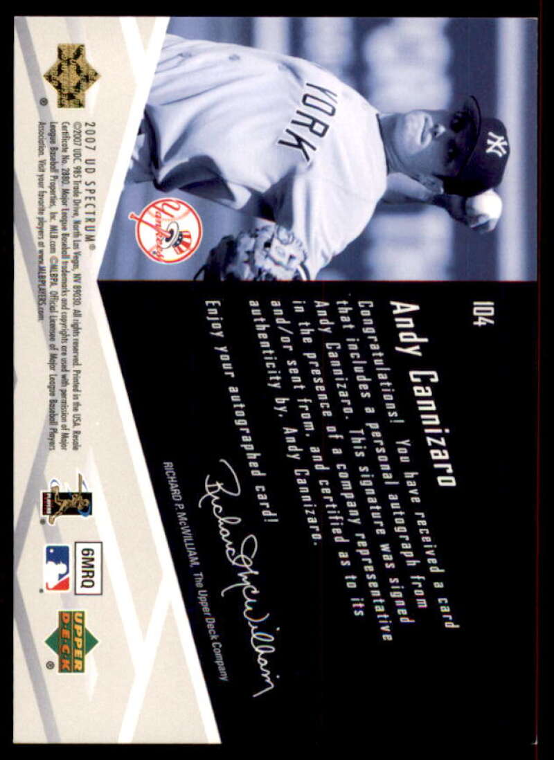 A.Cannizaro AU Rookie Card 2007 Upper Deck Spectrum #104  Image 2
