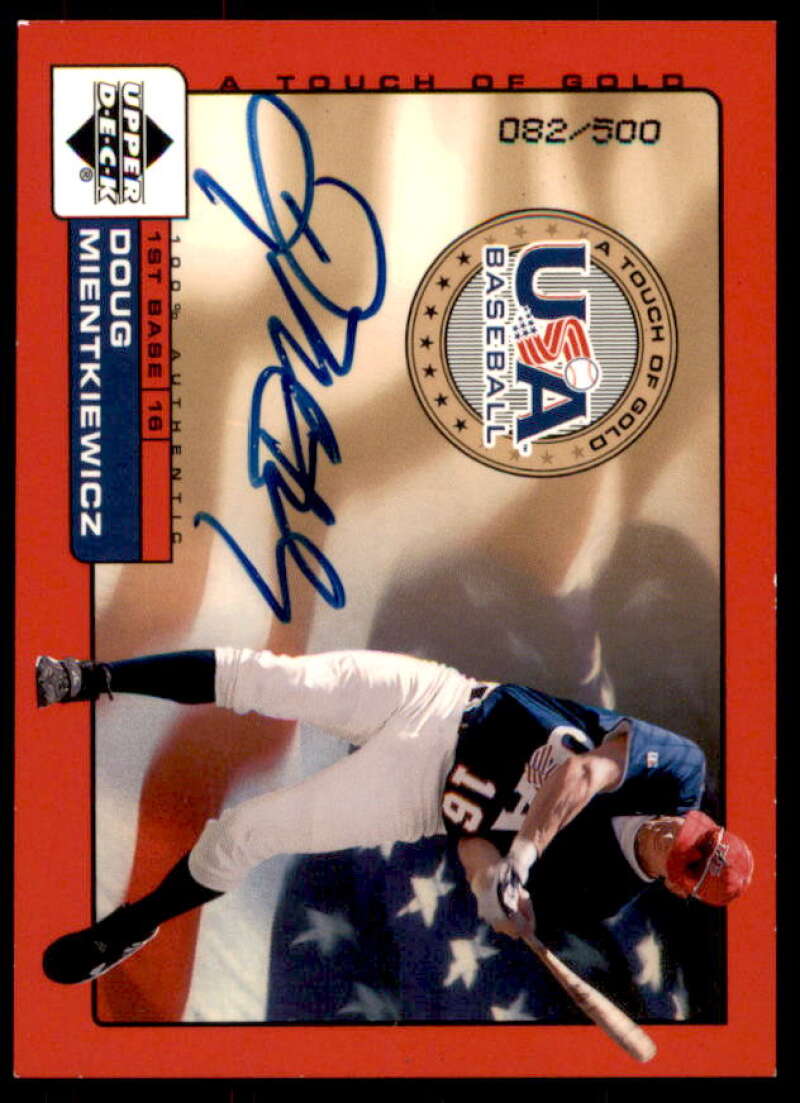 Doug Mientkiewicz 2001 Upper Deck Rookie Update USA Touch of Gold Autographs #DM  Image 1