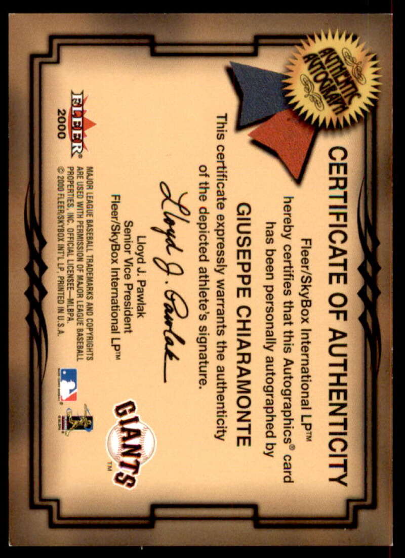 Giuseppe Chiaramonte Rookie Card 2001 Fleer Autographics Gold #21  Image 2