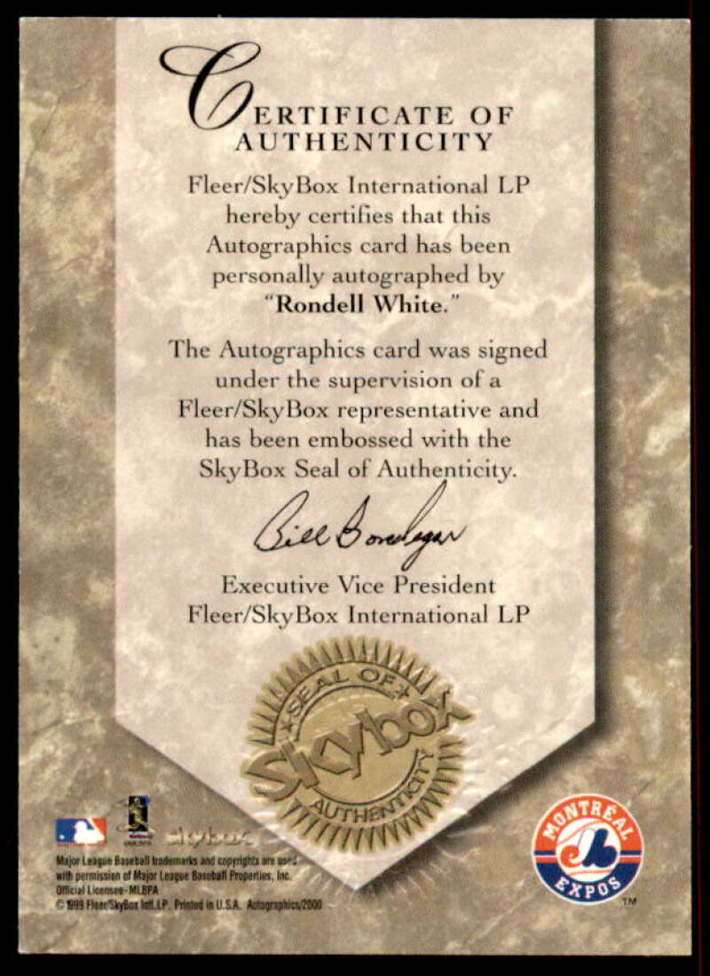 Rondell White Card 2000 SkyBox Autographics #126  Image 2