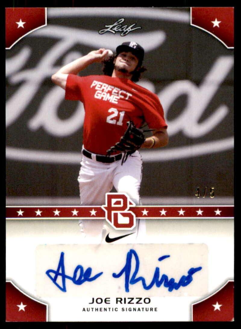 Joe Rizzo Rookie Card 2015 Leaf Perfect Game Autographs Red #PGJR2  Image 1