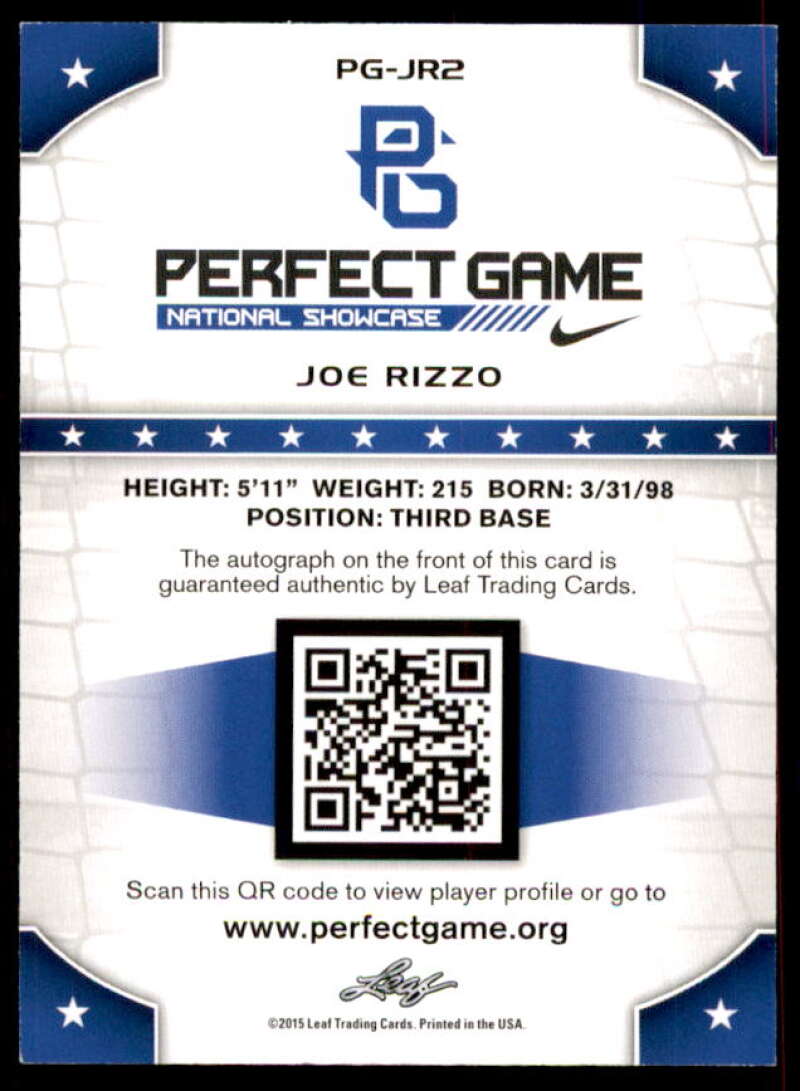 Joe Rizzo Rookie Card 2015 Leaf Perfect Game Autographs Red #PGJR2  Image 2