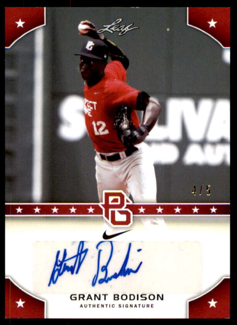Grant Bodison Rookie Card 2015 Leaf Perfect Game Autographs Red #PGGB1  Image 1