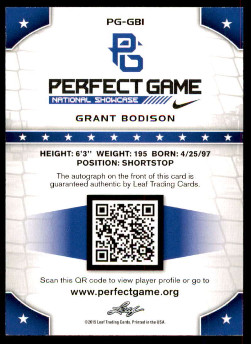 Grant Bodison Rookie Card 2015 Leaf Perfect Game Autographs Red #PGGB1  Image 2