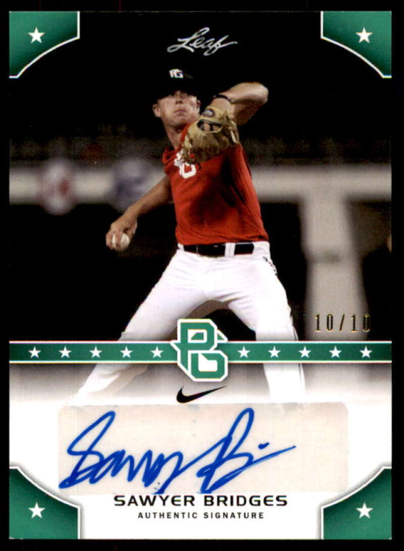 Sawyer Bridges Rookie Card 2015 Leaf Perfect Game Autographs Green #PGSB1  Image 1