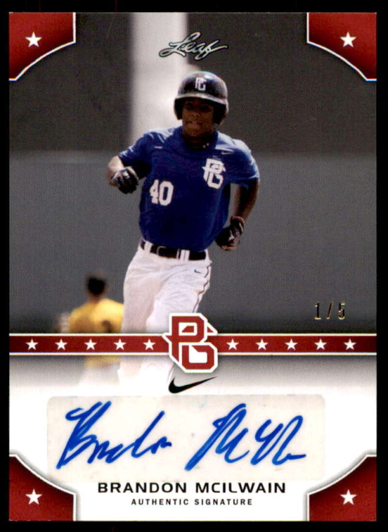 Brandon McIlwain Rookie Card 2015 Leaf Perfect Game Autographs Red #PGBM2  Image 1