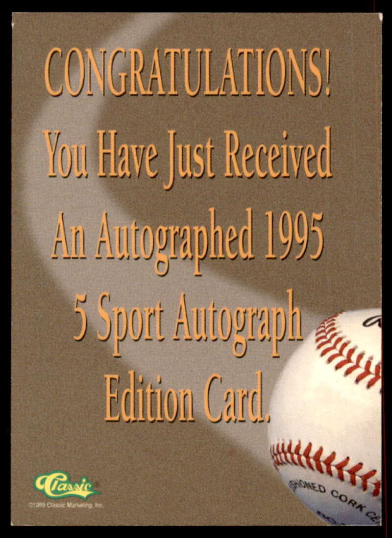 Jermaine Dye Rookie Card 1995 Classic Five Sport Autographs #99  Image 2