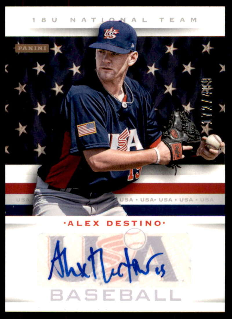 Alex Destino Rookie Card 2013 USA Baseball 18U National Team Signatures #4  Image 1