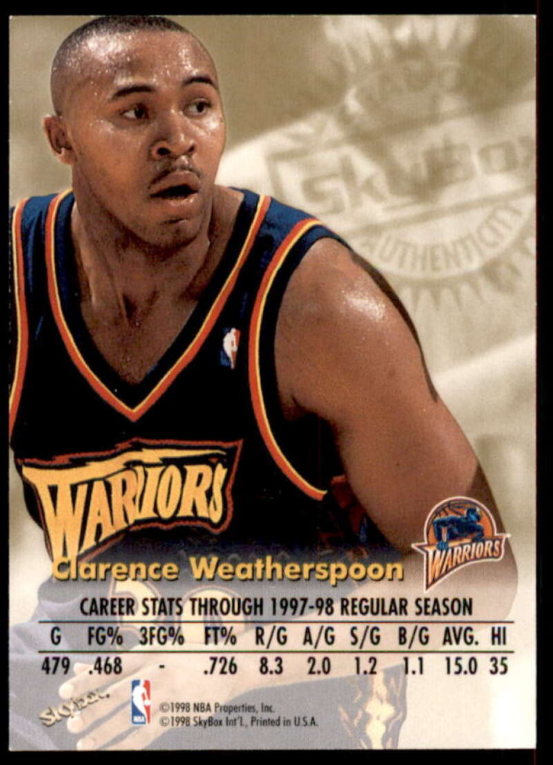 Clarence Weatherspoon Card 1998-99 SkyBox Premium Autographics #131  Image 2