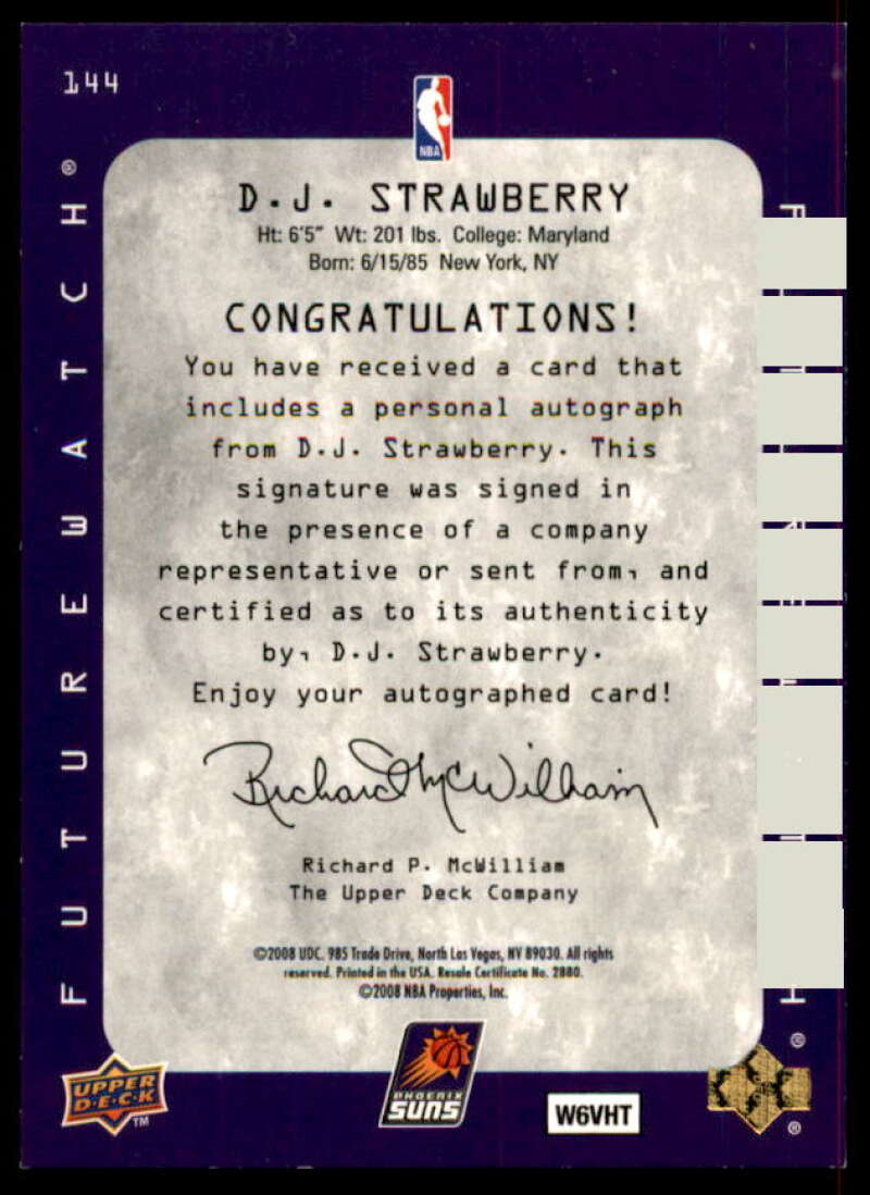 D.J. Strawberry 2007-08 SP Rookie Edition 1997-98 SP Rookie Autographs #144  Image 2