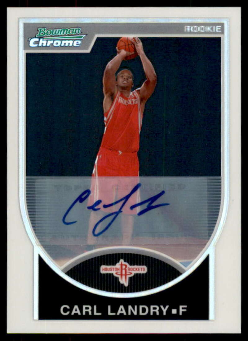 Carl Landry Rookie Card 2007-08 Bowman Chrome Refractors Rookie Autographs #123  Image 1