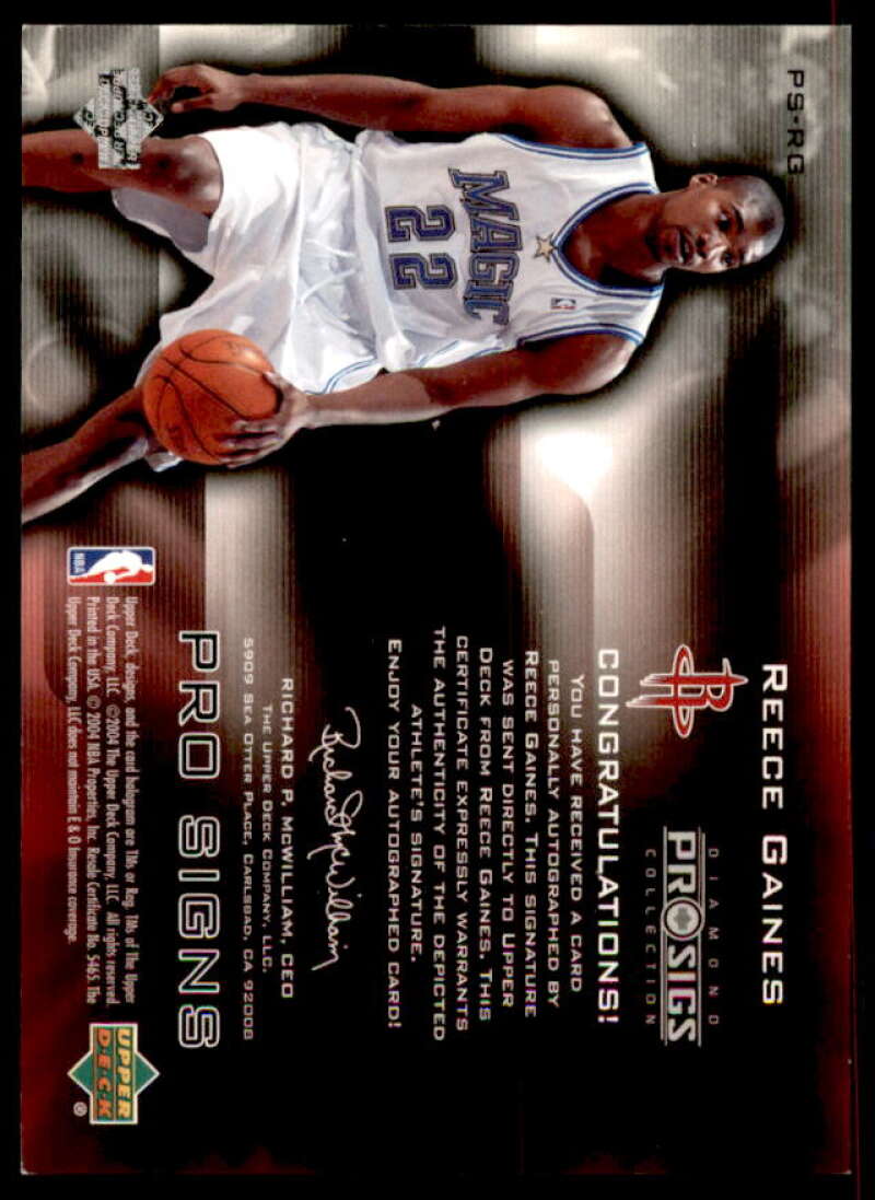 Reece Gaines Card 2004-05 Upper Deck Pro Sigs Pro Signs #RG  Image 2